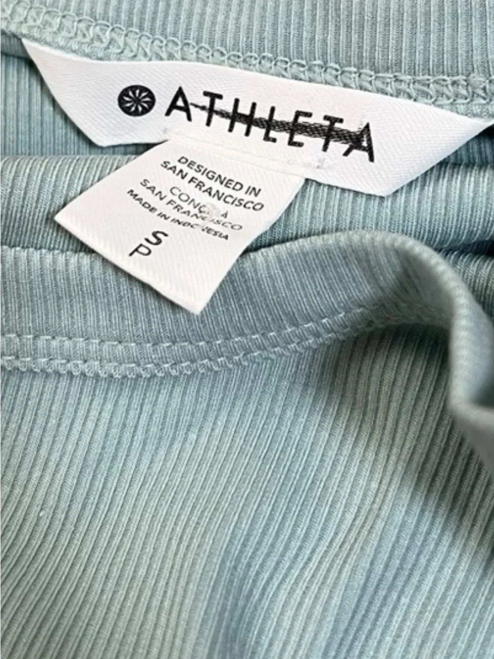 Athleta Seafoam Green Signature Rib Square Neck Long Sleeve Top S - Picture 3 of 6